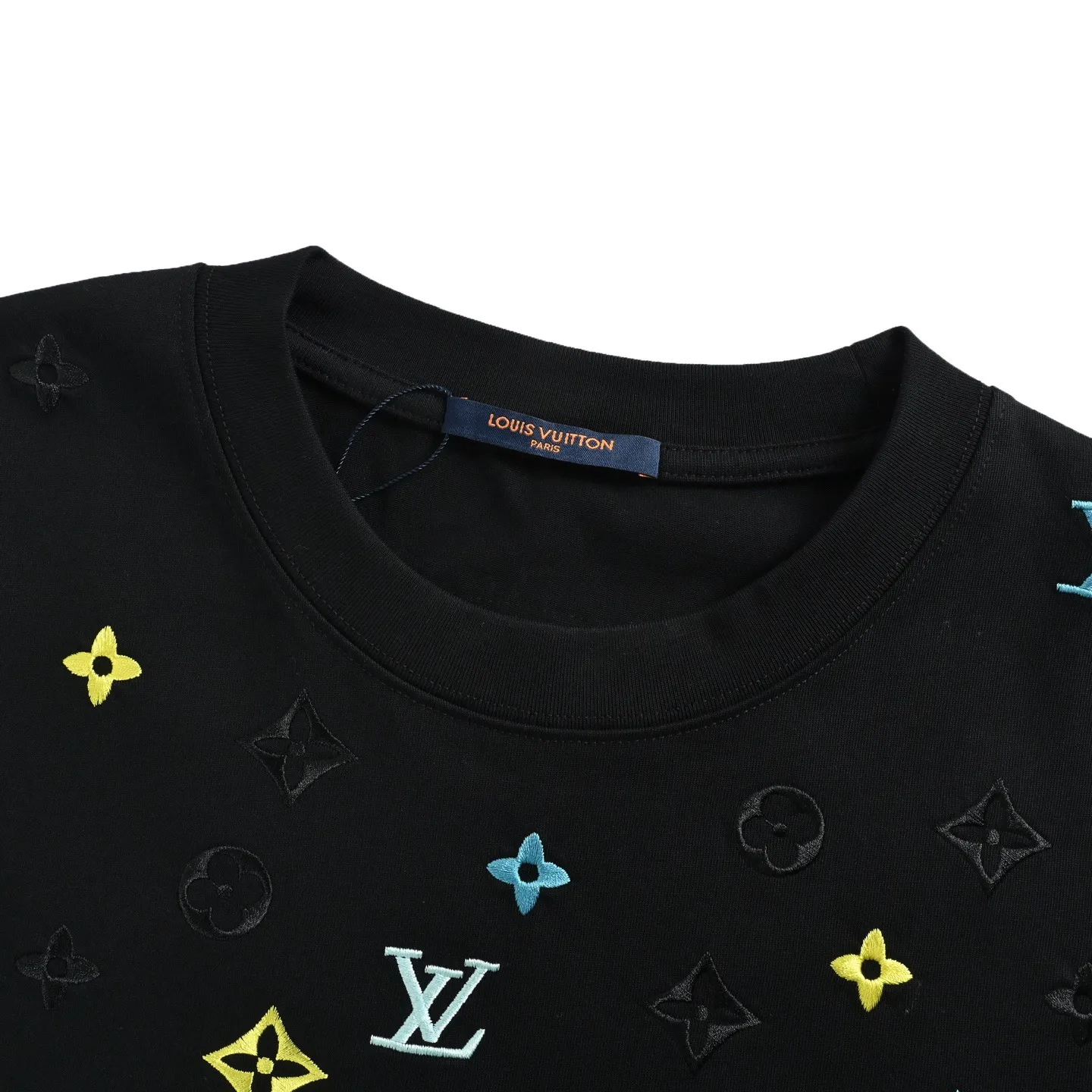 Louis Vuitton/Louis Vuitton 26ss wave pattern color block presbyopic embroidered short sleeves